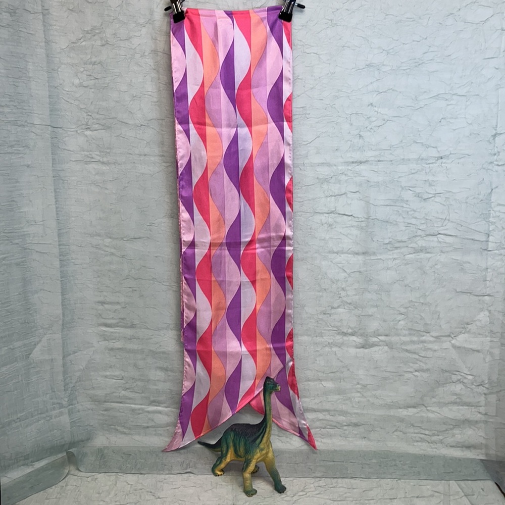 Vintage Pinks and Purples Wavy Asymmetrical Neck Tie Scarf